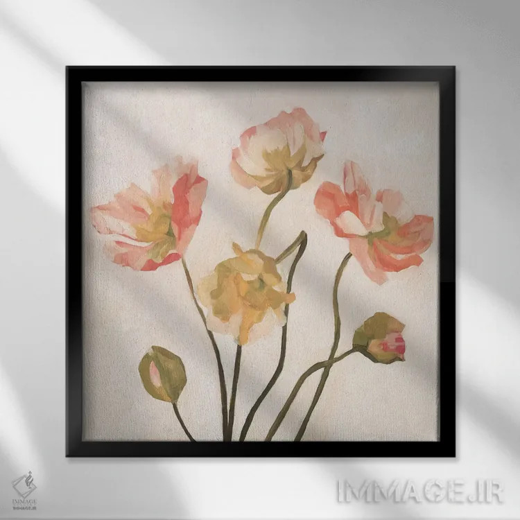 تابلو شقایقهای تابستانی ۲ اثر اما اسکاروی - نمای قابدار مشکی