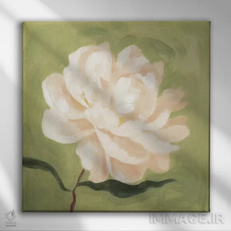 تابلو گل صدتومانی بر زیتون ۱ اثر اما اسکاروی - نمای روبهرو روی دیوار