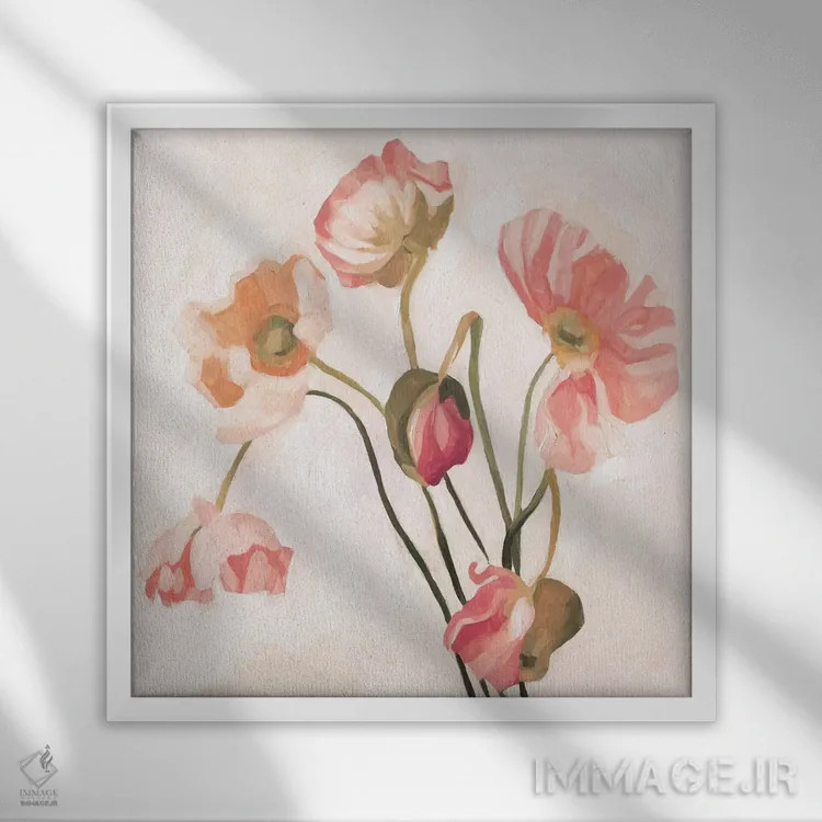 تابلو شقایقهای تابستانی ۳ اثر اما اسکاروی - نمای قابدار سفید