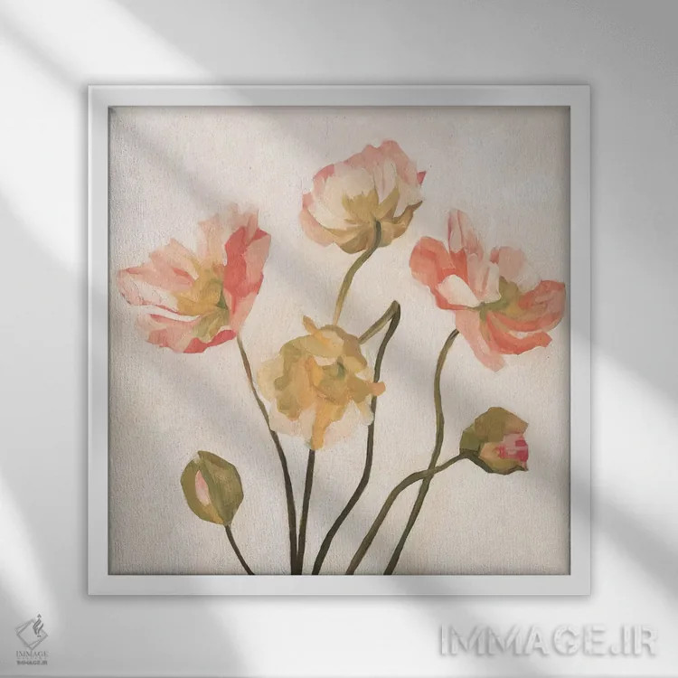 تابلو شقایقهای تابستانی ۲ اثر اما اسکاروی - نمای قابدار سفید