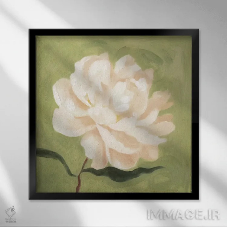 تابلو گل صدتومانی بر زیتون ۱ اثر اما اسکاروی - نمای قابدار مشکی