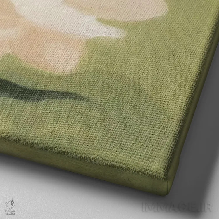 تابلو گل صدتومانی بر زیتون ۱ اثر اما اسکاروی - نمای نزدیک بافت بوم