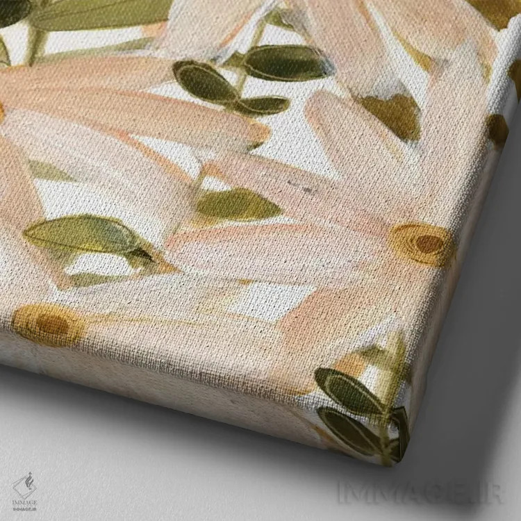 تابلو مزرعه مروارید ۲ (گل داوودی) اثر اما اسکاروی - نمای نزدیک بافت بوم