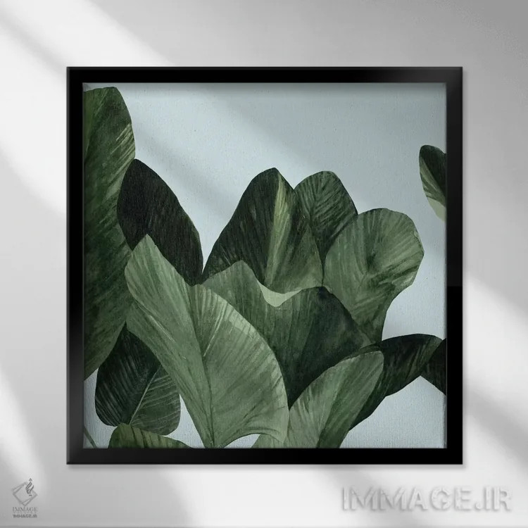 تابلو نخل سلادونی ۱ (نوعی سبز) اثر اما اسکاروی - نمای قابدار مشکی