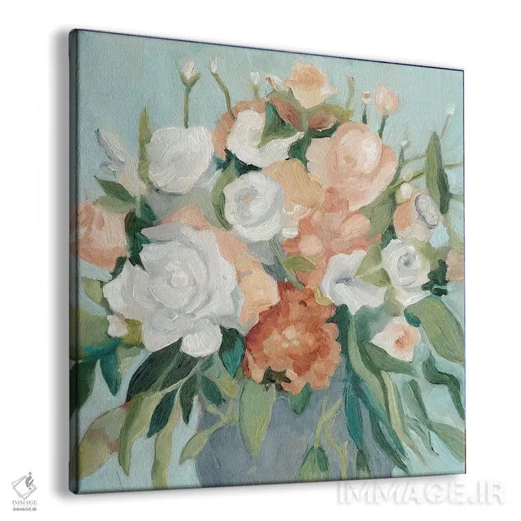 تابلو دستهگل پاستلی نرم ۱ اثر اما اسکاروی - نمای پرسپکتیو محصول