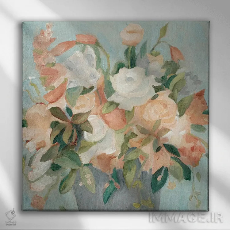 تابلو دستهگل پاستلی نرم ۲ اثر اما اسکاروی - نمای روبهرو روی دیوار