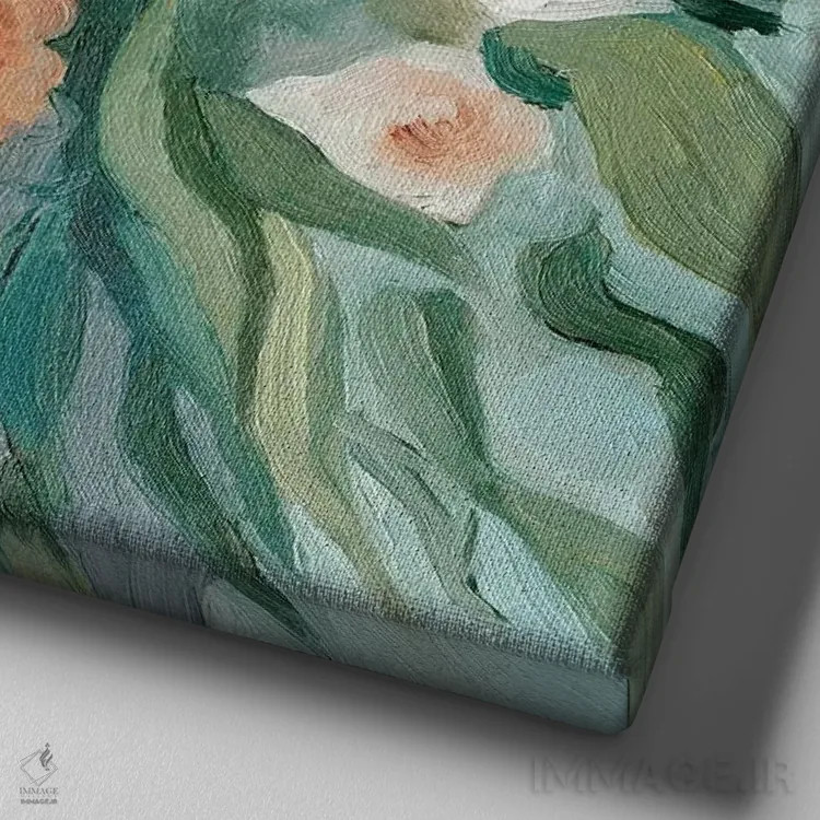 تابلو دستهگل پاستلی نرم ۱ اثر اما اسکاروی - نمای نزدیک بافت بوم