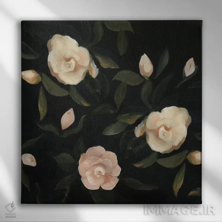 تابلو گاردنیای شبانه ۱ (نوعی گل) اثر اما اسکاروی - نمای روبهرو روی دیوار