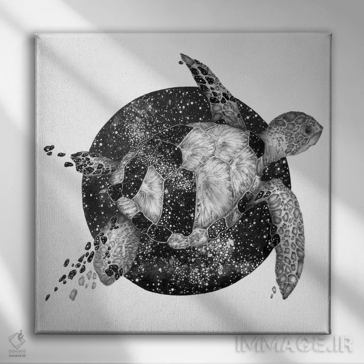 تابلو لاکپشت کیهانی اثر الا مازور - نمای روبهرو روی دیوار