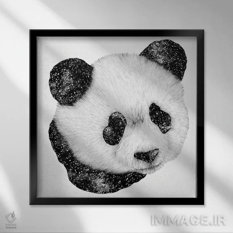 تابلو پاندای کیهانی اثر الا مازور - نمای قابدار مشکی