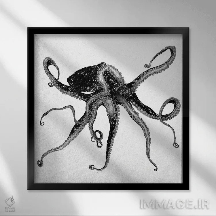 تابلو هشتپای کیهانی اثر الا مازور - نمای قابدار مشکی