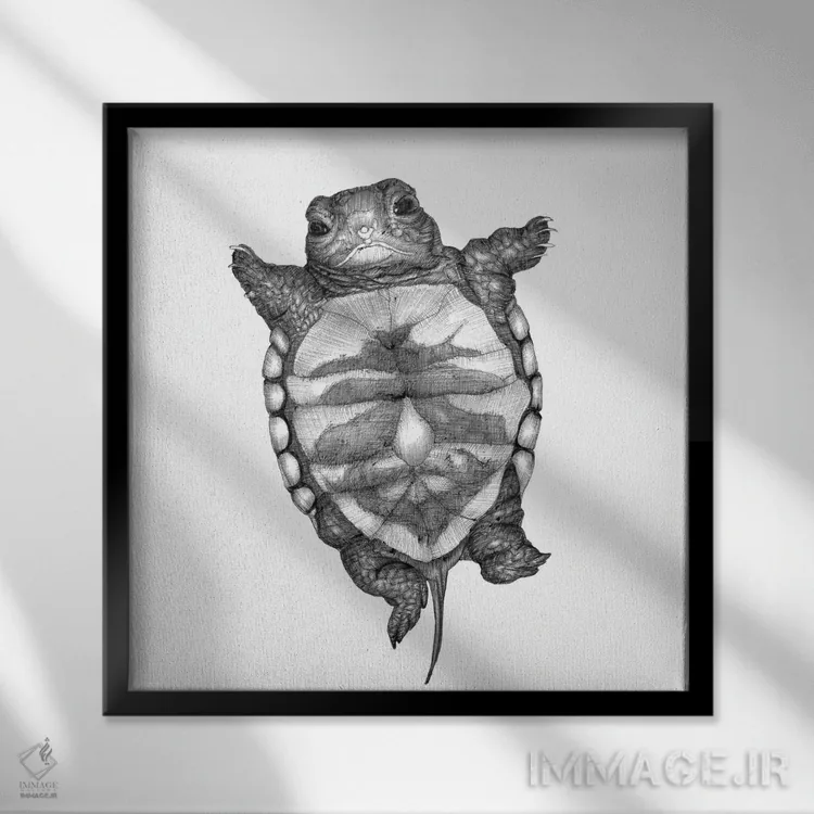 تابلو لاکپشت کوچولو اثر الا مازور - نمای قابدار مشکی