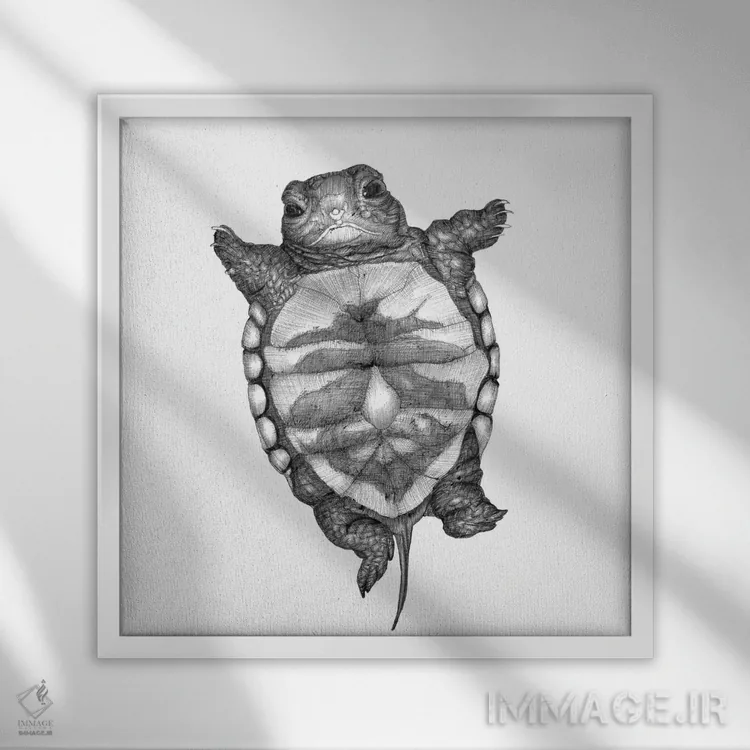 تابلو لاکپشت کوچولو اثر الا مازور - نمای قابدار سفید