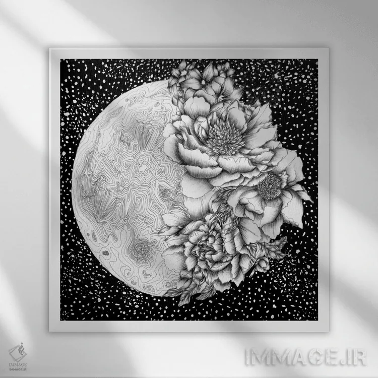 تابلو شکفتن ماه اثر الا مازور - نمای قابدار سفید