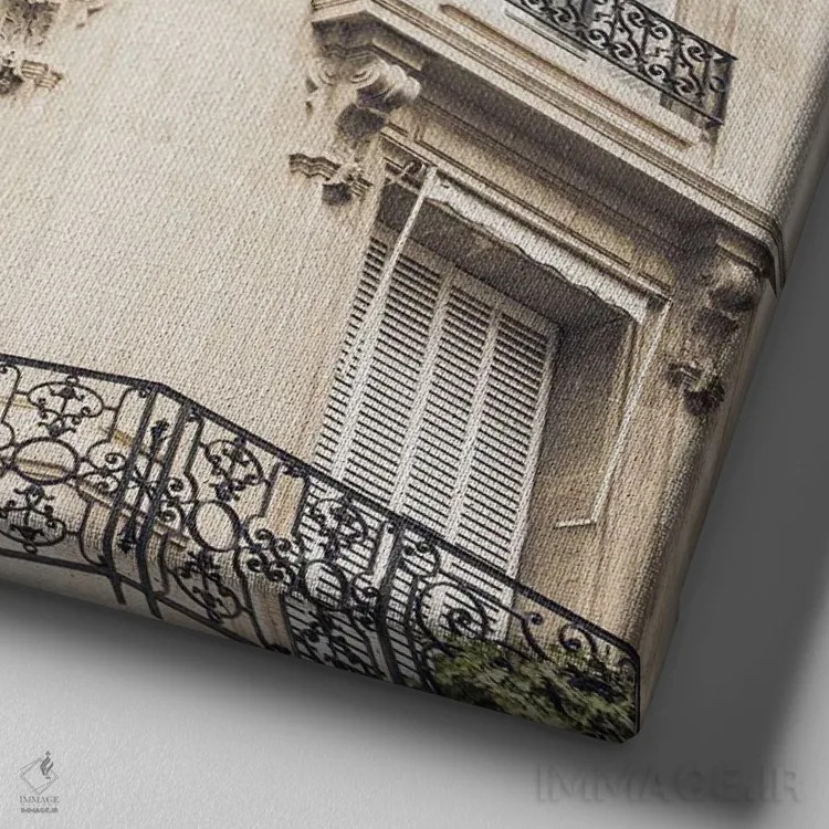 تابلو بالکن فرانسوی I اثر امیلی ناواس - نمای نزدیک بافت بوم