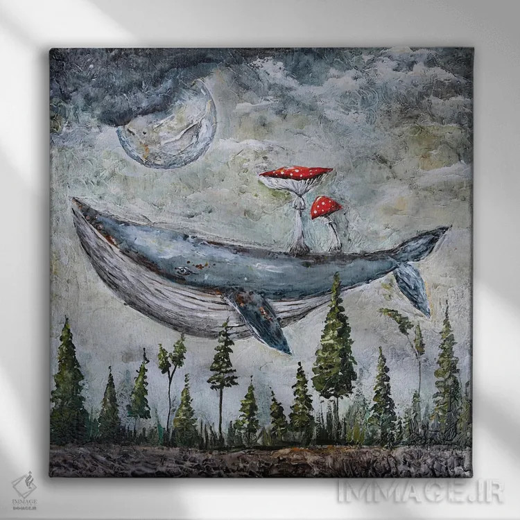 تابلو نهنگ خیالپرداز اثر اوگنیا اسمیرنوا - نمای روبهرو روی دیوار
