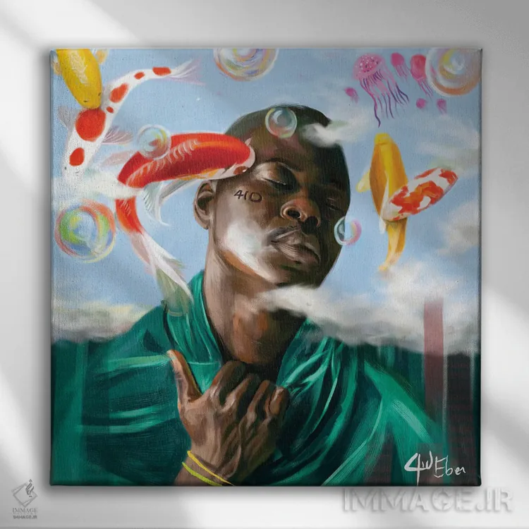 تابلو آرامش اثر ابن نواکپانی - نمای روبهرو روی دیوار