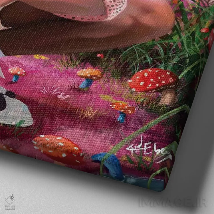 تابلو سرزمین عجایب اثر ابن نواکپانی - نمای نزدیک بافت بوم