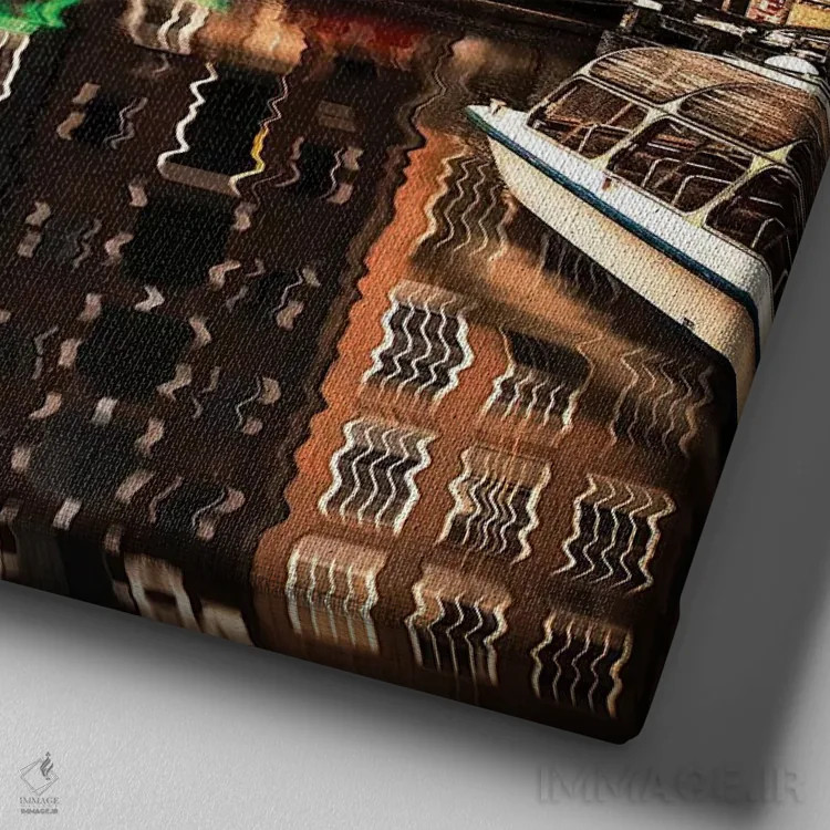 تابلو آمستردام II اثر انزو رومانو - نمای نزدیک بافت بوم