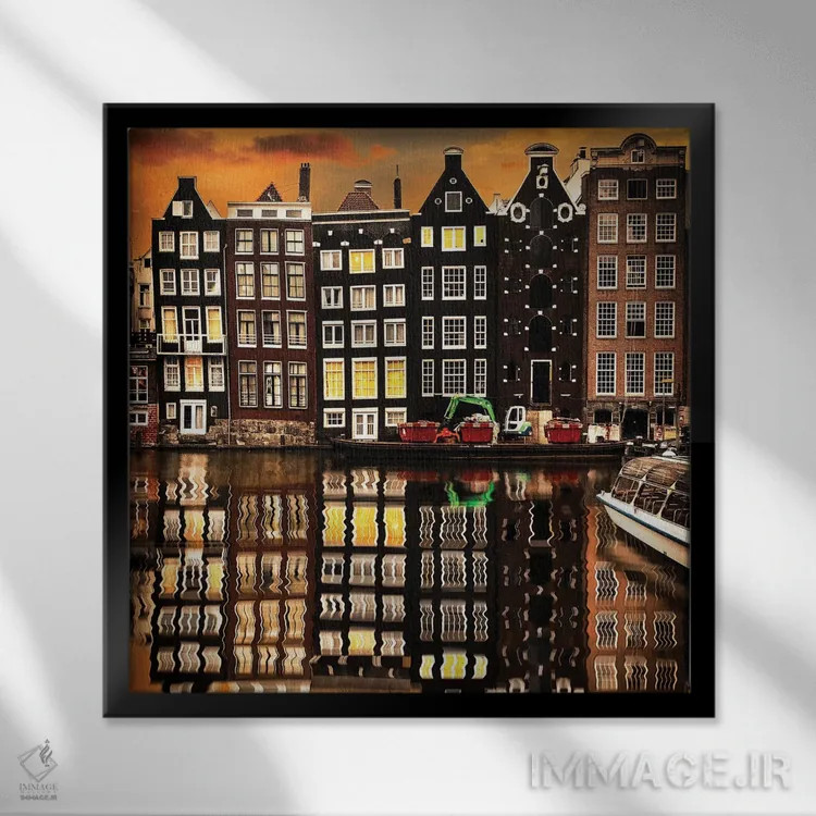 تابلو آمستردام II اثر انزو رومانو - نمای قابدار مشکی