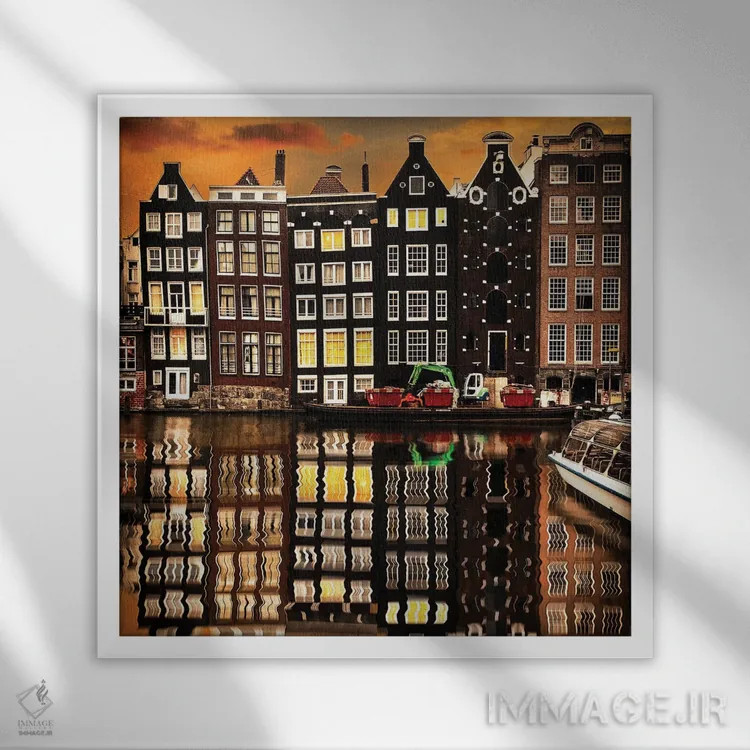 تابلو آمستردام II اثر انزو رومانو - نمای قابدار سفید