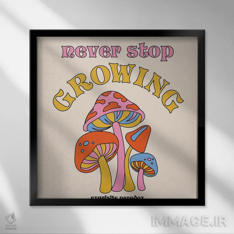 تابلو هیچوقت از رشد کردن دست نکش اثر پاردوکس بینظیر (نام هنری یا استودیوی خلاقانه) - نمای قابدار مشکی