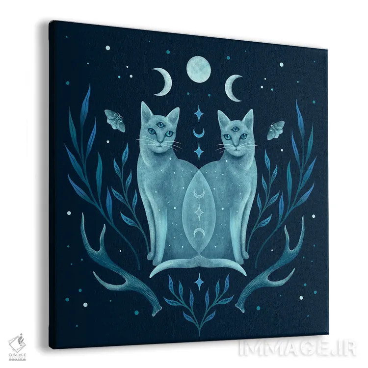 تابلو دو گربهٔ متقارن اثر اپیزودیک دراوینگ (برند هنری) - نمای پرسپکتیو محصول