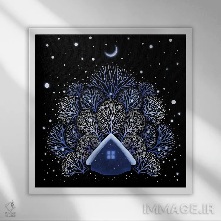 تابلو خانه برفی اثر اپیزودیک دراوینگ (برند هنری) - نمای قابدار سفید