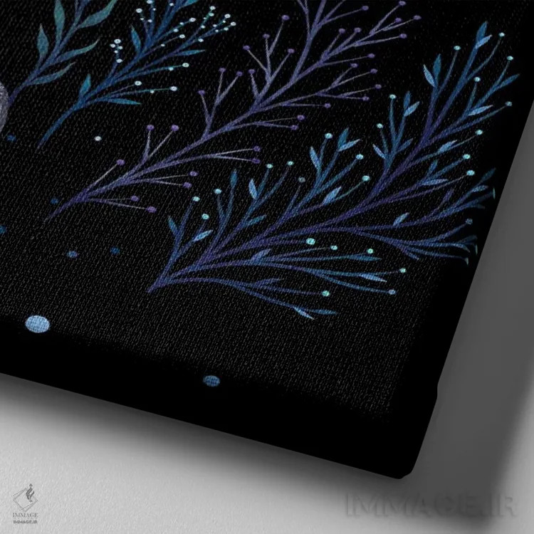 تابلو روباه زمستانی اثر اپیزودیک دراوینگ (برند هنری) - نمای نزدیک بافت بوم