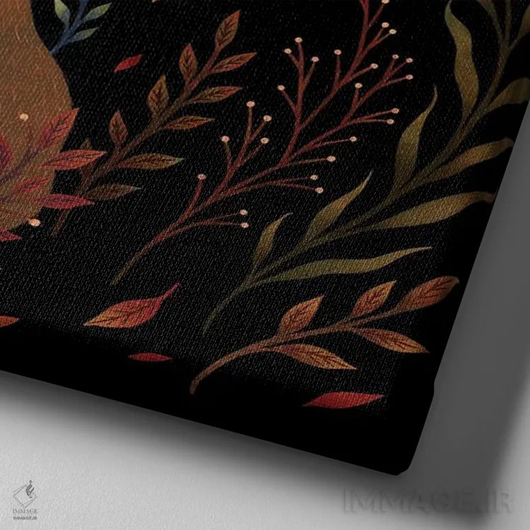 تابلو روباه پاییزی اثر اپیزودیک دراوینگ (برند هنری) - نمای نزدیک بافت بوم