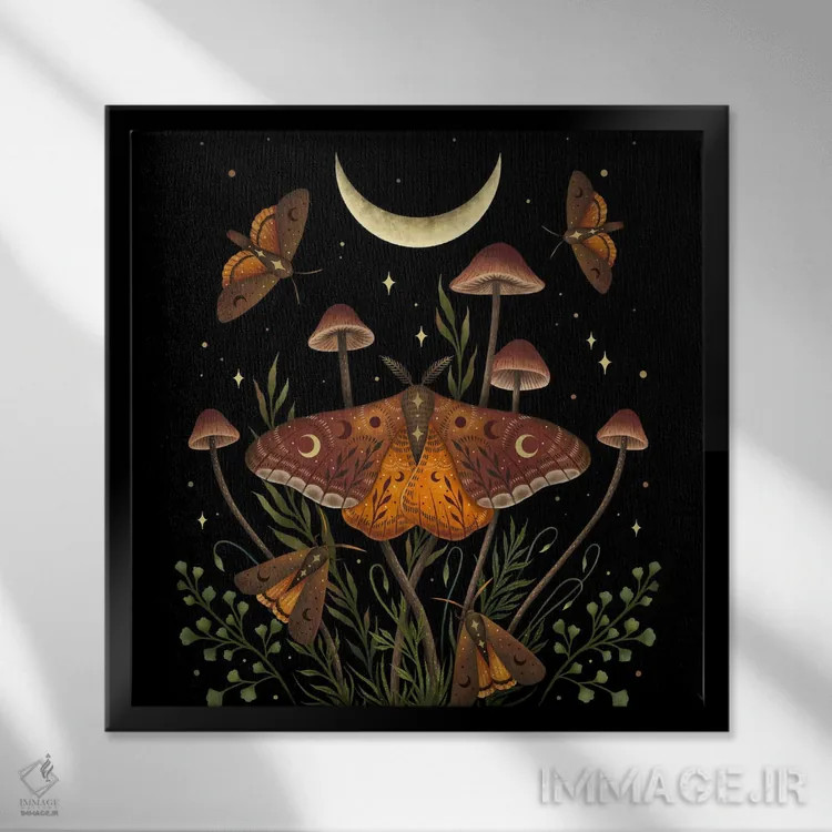 تابلو نور پاییز بر بالهای زیرین اثر اپیزودیک دراوینگ (برند هنری) - نمای قابدار مشکی