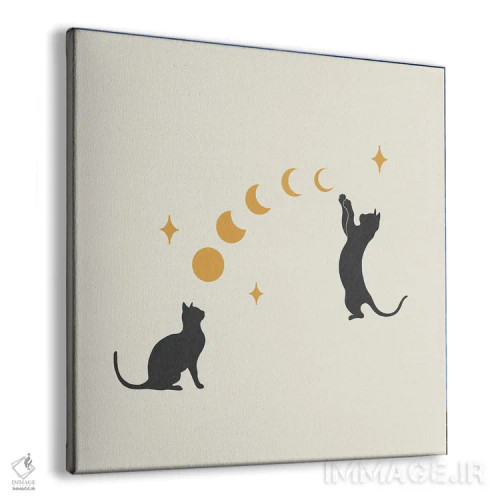 تابلو گربه و ماه ۱ اثر اپیزودیک دراوینگ (برند هنری) - نمای پرسپکتیو محصول
