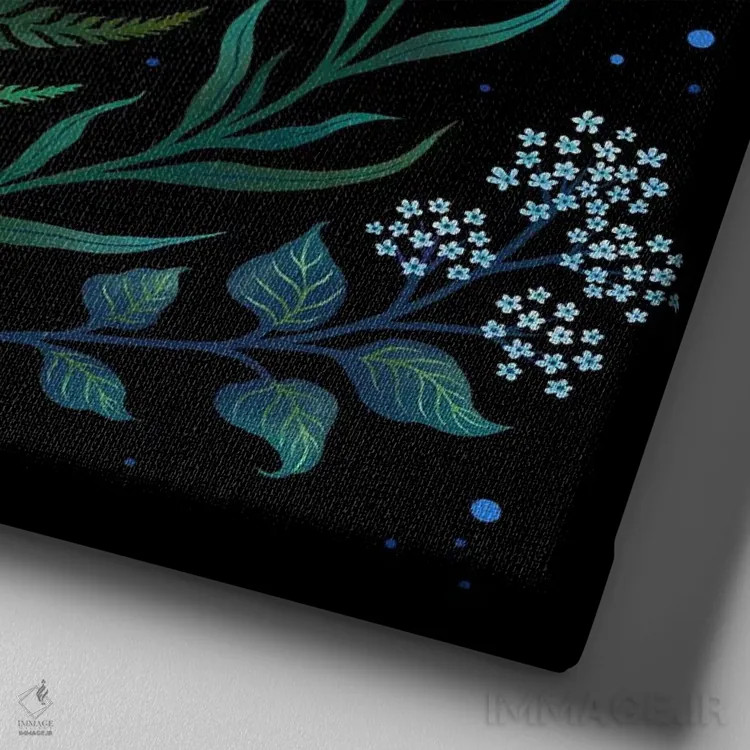 تابلو پروانهٔ بلو مورفو (نوعی پروانه آبی) اثر اپیزودیک دراوینگ (برند هنری) - نمای نزدیک بافت بوم