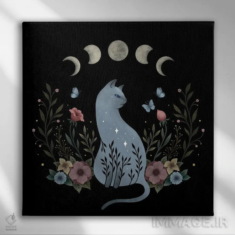 تابلو گربه روی تپه اثر اپیزودیک دراوینگ (برند هنری) - نمای روبهرو روی دیوار