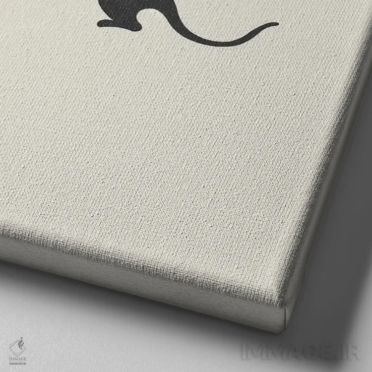 تابلو گربه و ماه ۱ اثر اپیزودیک دراوینگ (برند هنری) - نمای نزدیک بافت بوم