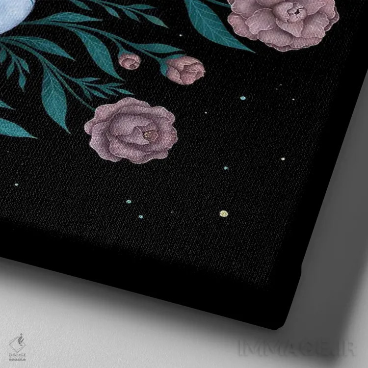 تابلو گربهای که خواب ماه را میبیند اثر اپیزودیک دراوینگ (برند هنری) - نمای نزدیک بافت بوم