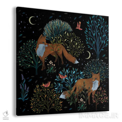 تابلو روباههای جنگلی اثر اپیزودیک دراوینگ (برند هنری) - نمای پرسپکتیو محصول