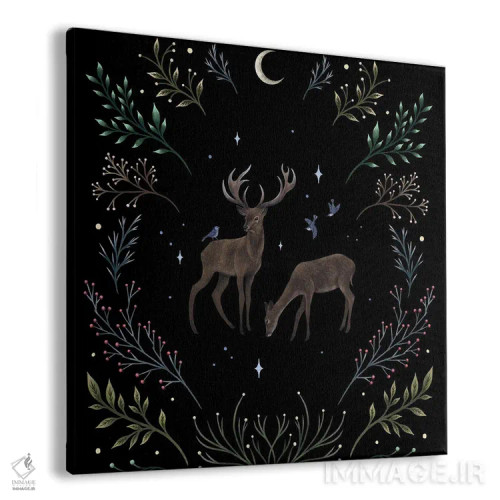 تابلو گوزنها در نور ماه اثر اپیزودیک دراوینگ (برند هنری) - نمای پرسپکتیو محصول