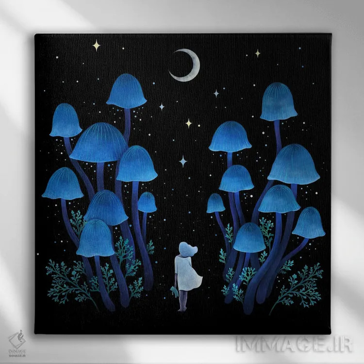 تابلو جنگل قارچها اثر اپیزودیک دراوینگ (برند هنری) - نمای روبهرو روی دیوار