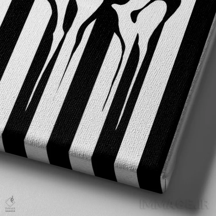 تابلو گوزنها در خطوط راهراه اثر اپیزودیک دراوینگ (برند هنری) - نمای نزدیک بافت بوم