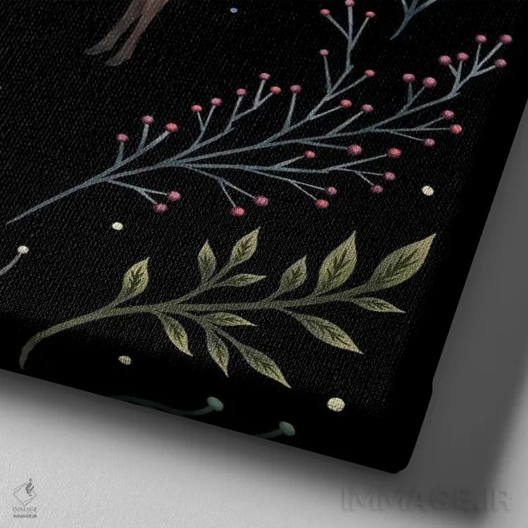 تابلو گوزنها در نور ماه اثر اپیزودیک دراوینگ (برند هنری) - نمای نزدیک بافت بوم