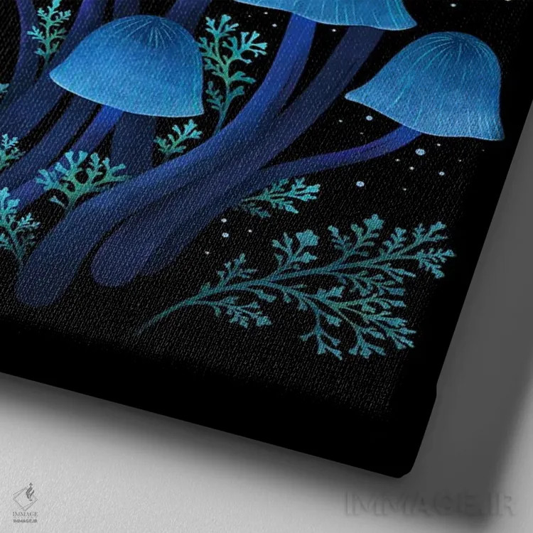 تابلو جنگل قارچها اثر اپیزودیک دراوینگ (برند هنری) - نمای نزدیک بافت بوم