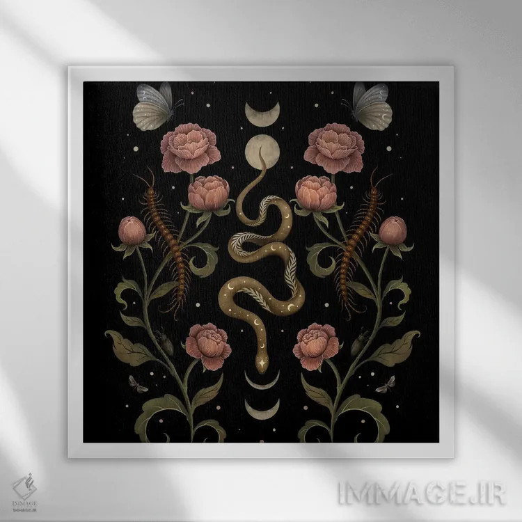 تابلو باغ مارپیچ اثر اپیزودیک دراوینگ (برند هنری) - نمای قابدار سفید