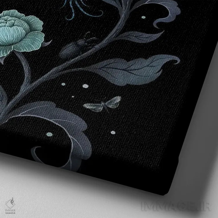 تابلو باغ مارپیچ سیاه اثر اپیزودیک دراوینگ (برند هنری) - نمای نزدیک بافت بوم