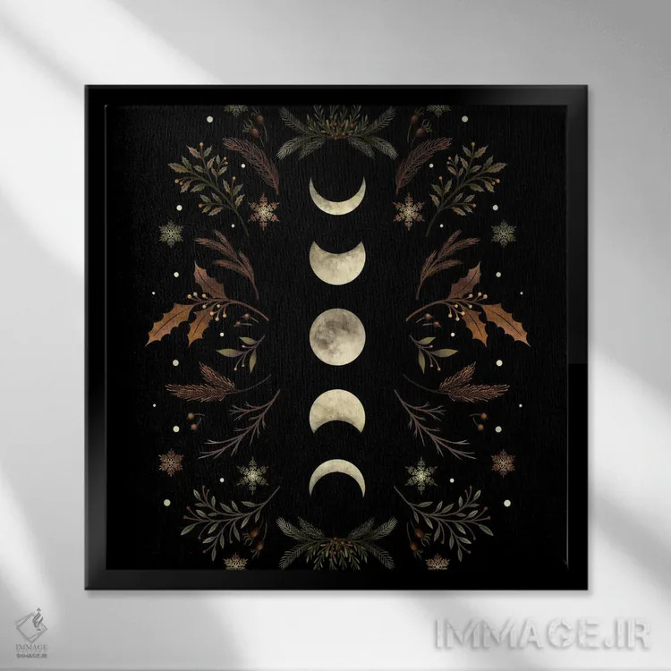 تابلو باغ نور ماه - قهوهای زمستانی اثر اپیزودیک دراوینگ (برند هنری) - نمای قابدار مشکی