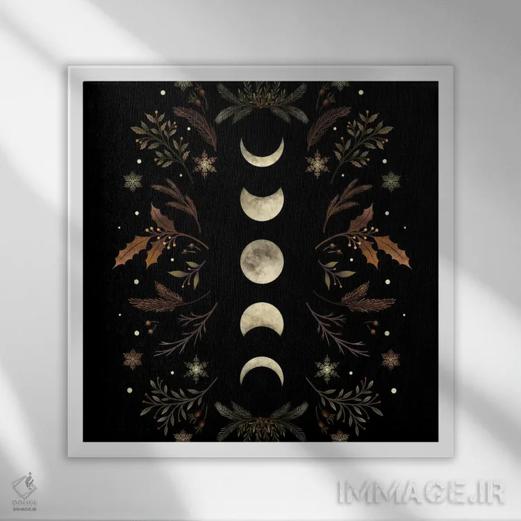تابلو باغ نور ماه - قهوهای زمستانی اثر اپیزودیک دراوینگ (برند هنری) - نمای قابدار سفید
