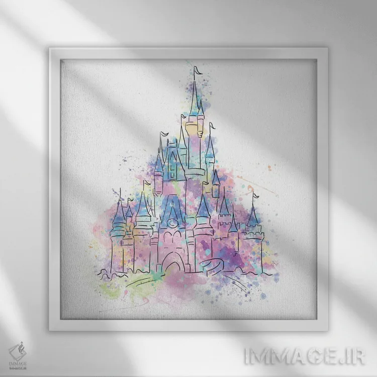تابلو قلعهٔ قلمروی جادویی (نقاشی آبرنگ) اثر افرازی گرافیکز (استودیو طراحی) - نمای قابدار سفید