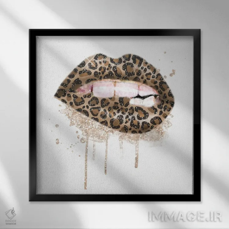 تابلو لبهای پلنگی اکلیلی اثر افرازی گرافیکز (استودیو طراحی) - نمای قابدار مشکی