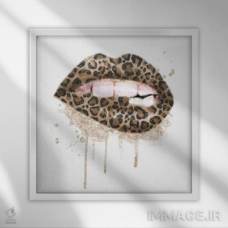 تابلو لبهای پلنگی اکلیلی اثر افرازی گرافیکز (استودیو طراحی) - نمای قابدار سفید