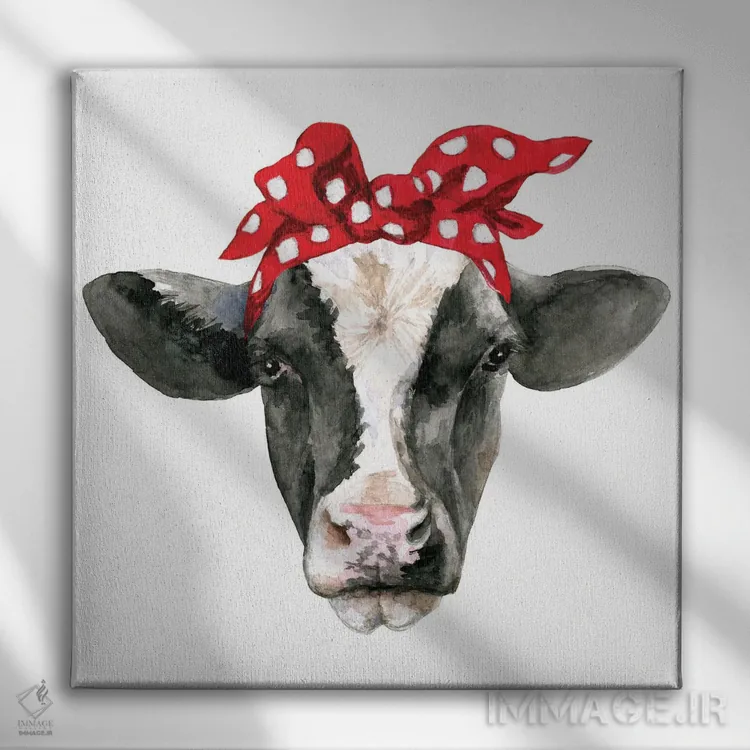 تابلو سر گاو با هدبند اثر افرازی گرافیکز (استودیو طراحی) - نمای روبهرو روی دیوار